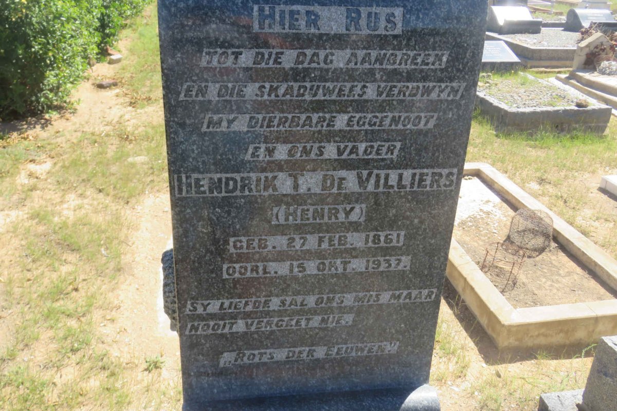 VILLIERS Hendrik T., de 1861-1937