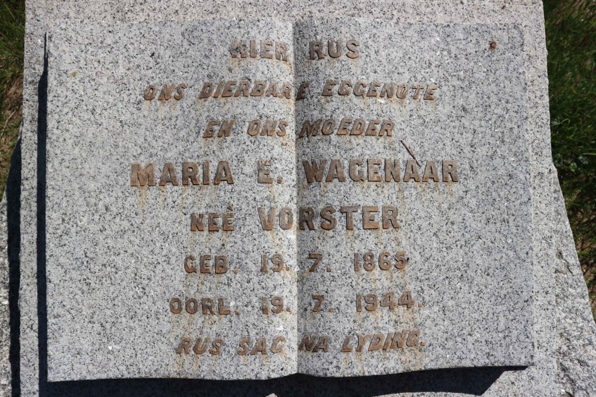 WAGENAAR Maria E. nee VORSTER 1865-1944