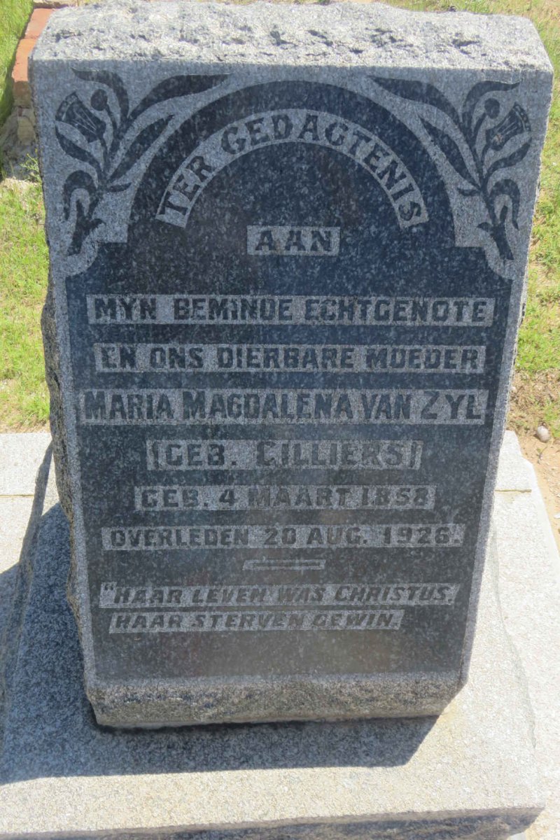 ZYL Maria Magdalena, van nee CILLIERS 1858-1926