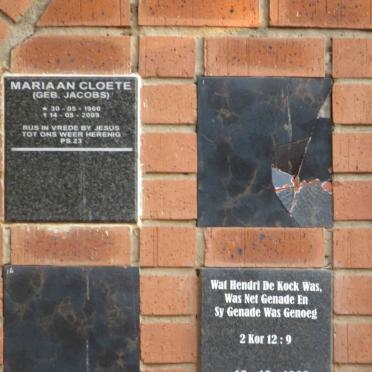 CLOETE Mariaan nee JACOBS 1960-2009