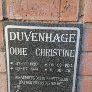 DUVENHAGE Odie 1930-1999 & Christine 1934-2011