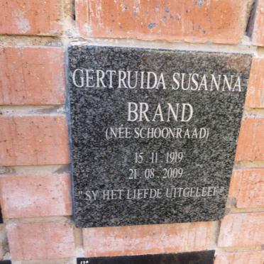 BRAND Gertruida Susanna nee SCHOONRAAD 1919-2009