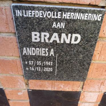 BRAND Andries A. 1947-2020