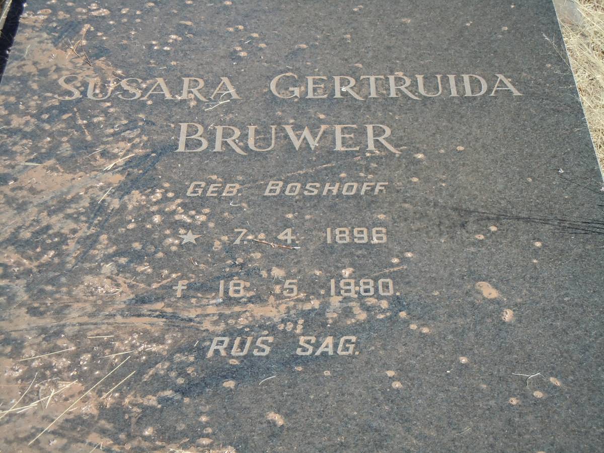 BRUWER Susara Gertruida nee BOSHOFF 1896-1980