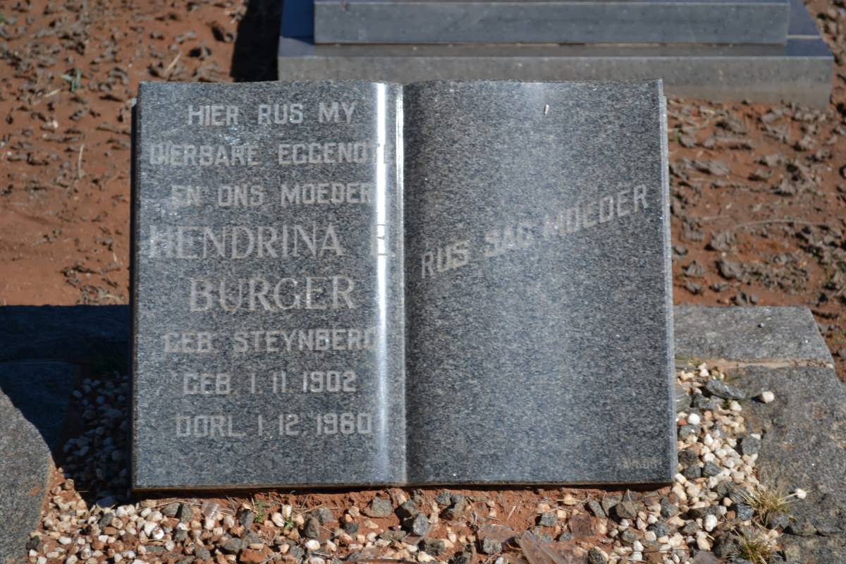 BURGER Hendrina E. nee STEYNBERG 1902-1960