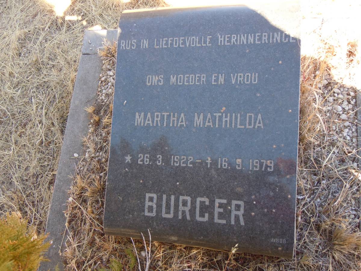 BURGER Martha Mathilda 1922-1979