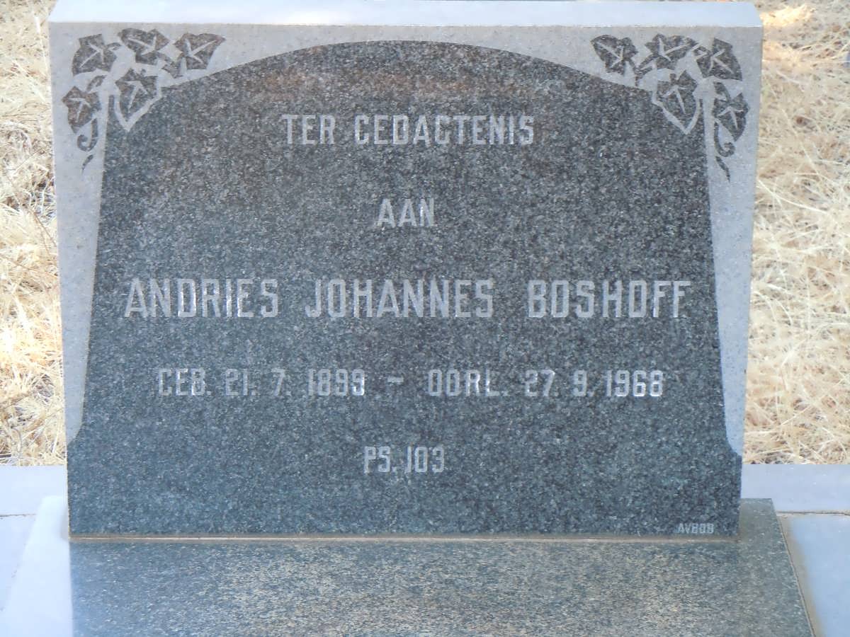 BOSHOFF Andries Johannes 1899-1968