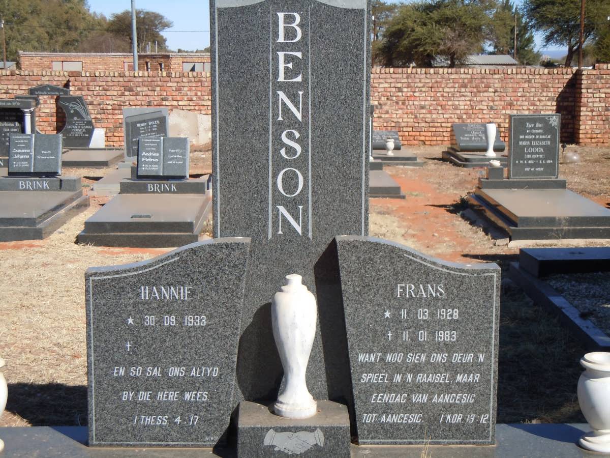 BENSON Frans 1928-1983 &amp; Hannie 1933-
