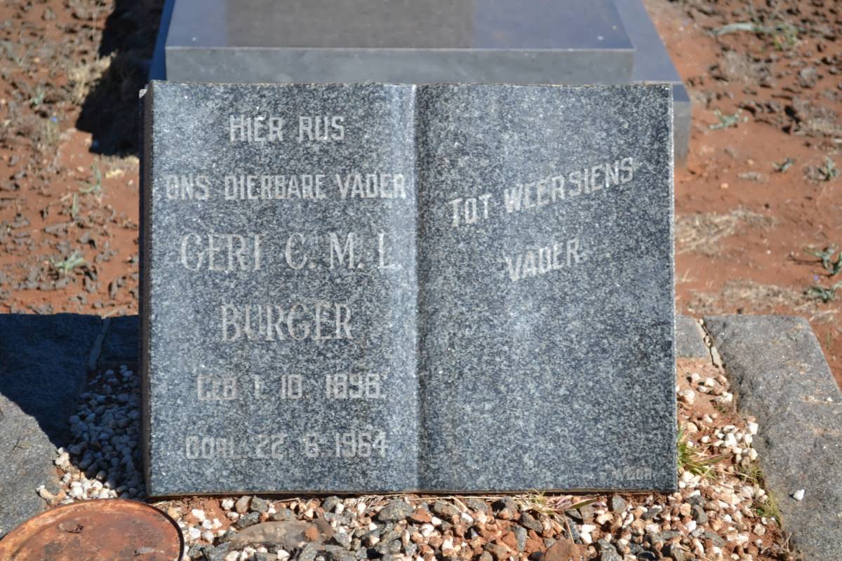BURGER Gert C.M.L. 1896-1964