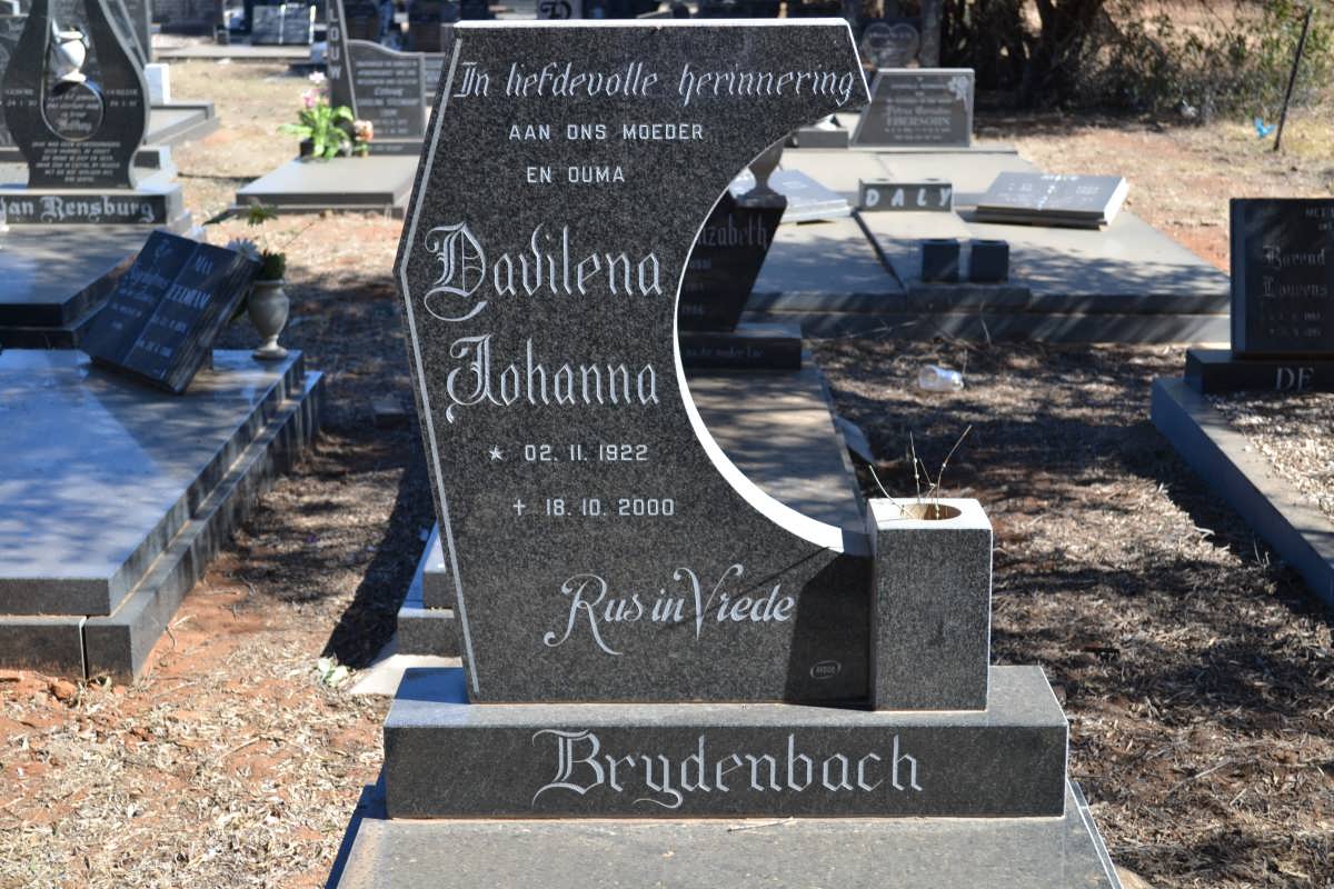 BRYDENBACH Davilena Johanna 1922-2000