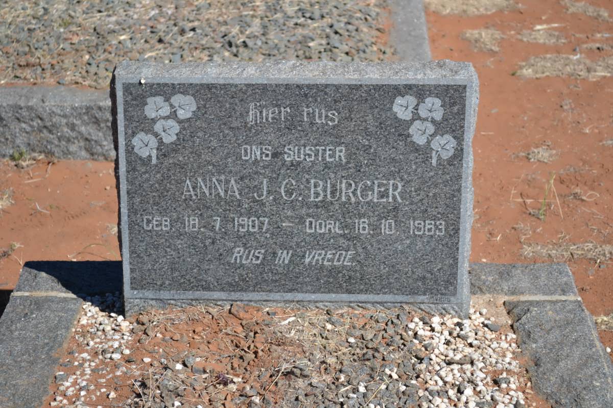 BURGER Anna J.C. 1907-1963