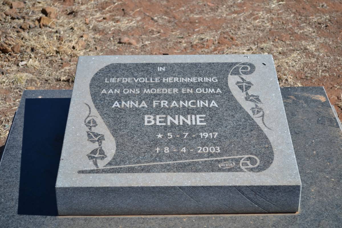 BENNIE Anna Francina 1917-2003