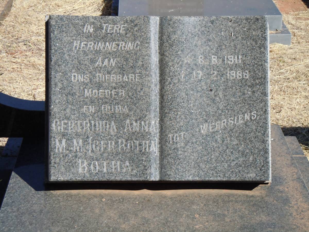 BOTHA Gertruida Anna M.M. nee BOTHA 1911-1988