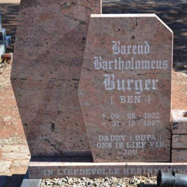 BURGER Barend Bartholomeus 1932-1997
