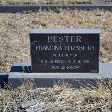 BESTER Francina Elizabeth nee DREYER 1928-1991