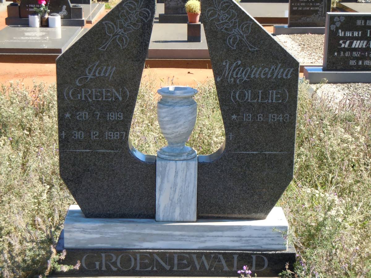 GROENEWALD Jay 1919-1987 &amp; Magrietha 1943-