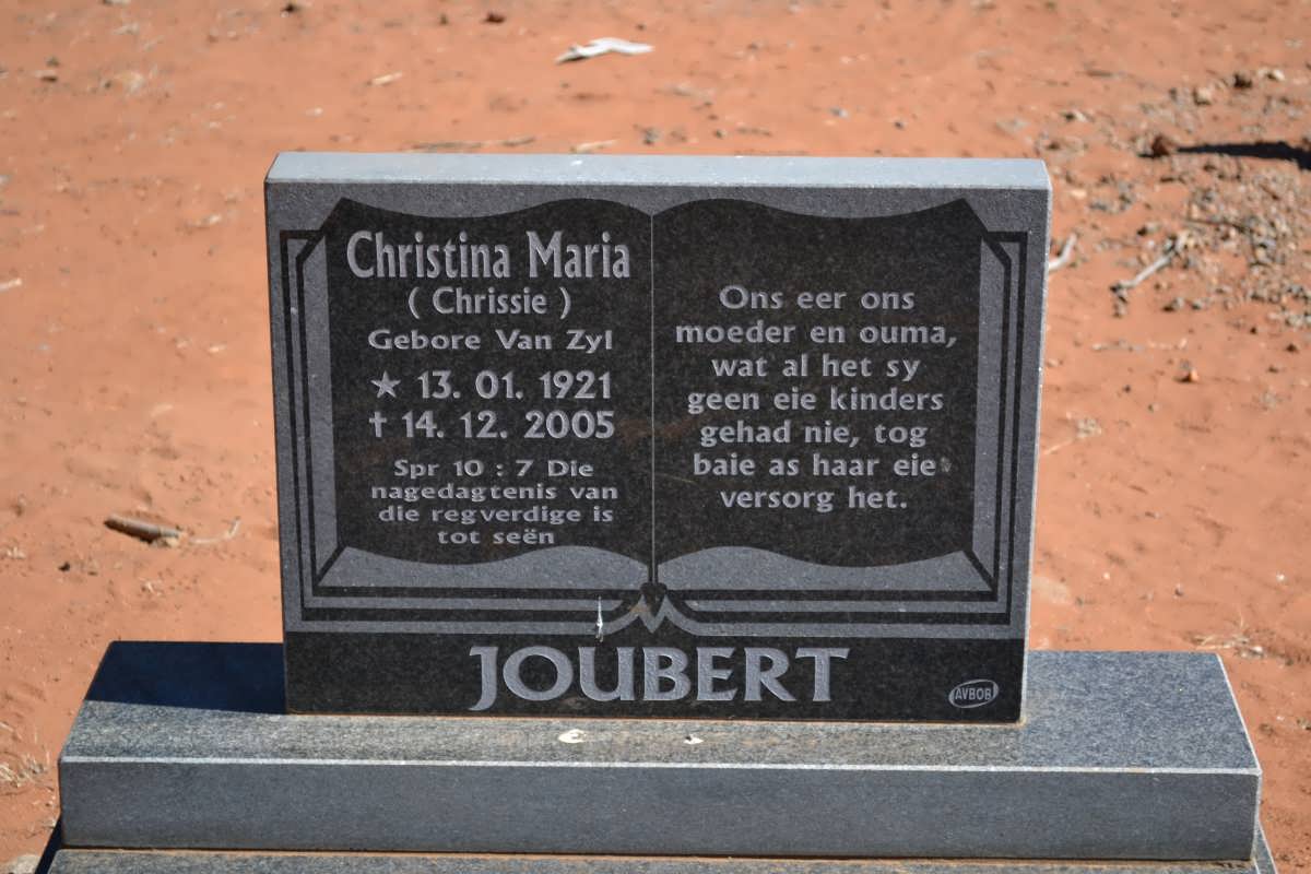 JOUBERT Christina Maria nee VAN ZYL 1921-2005