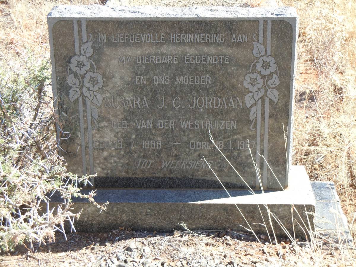 JORDAAN Susara J.C. nee VAN DER WESTHUIZEN 1888-1967