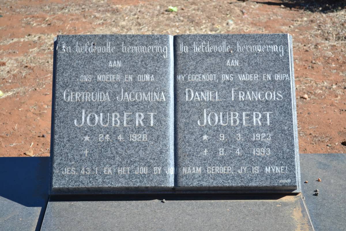 JOUBERT Daniel Francois 1923-1993 &amp; Gertruida Jacomina 1928-