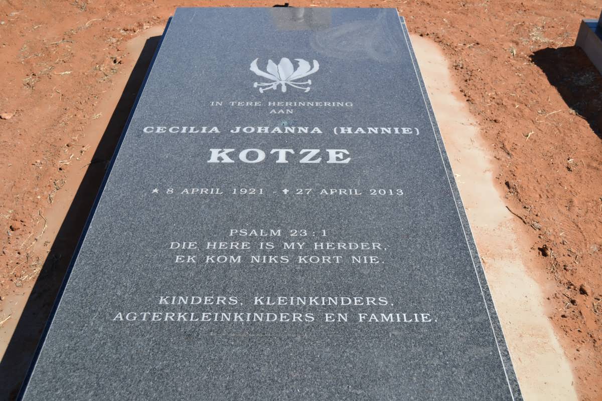 KOTZE Cecilia Johanna 1921-2013