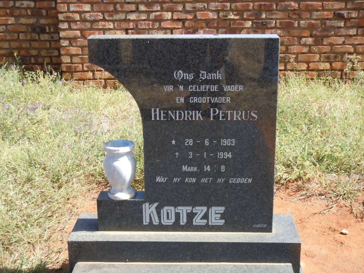 KOTZE Hendrik Petrus 1903-1994