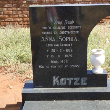 KOTZE Anna Sophia nee VAN STADEN 1909-1974