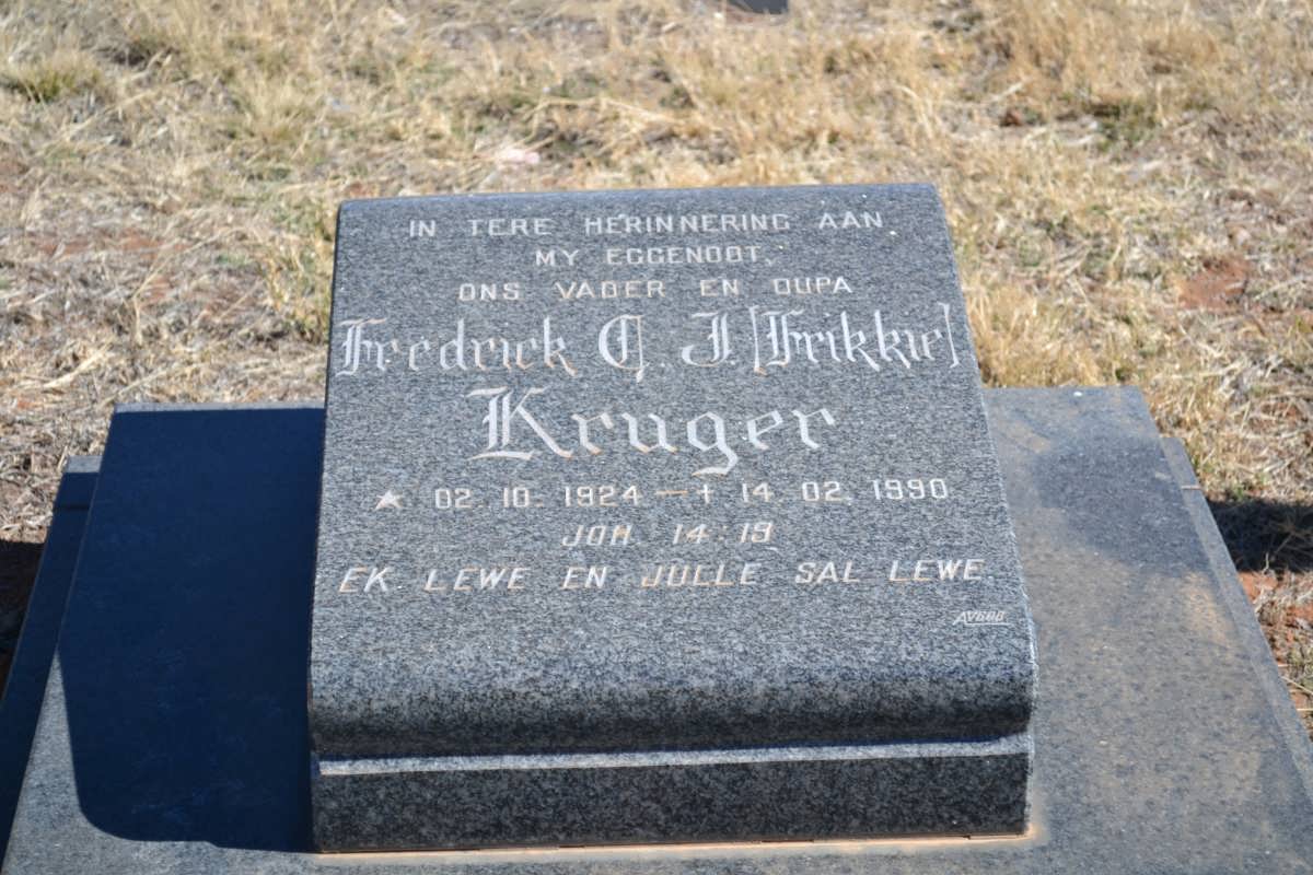 KRUGER Fredrick C.J 1924-1990
