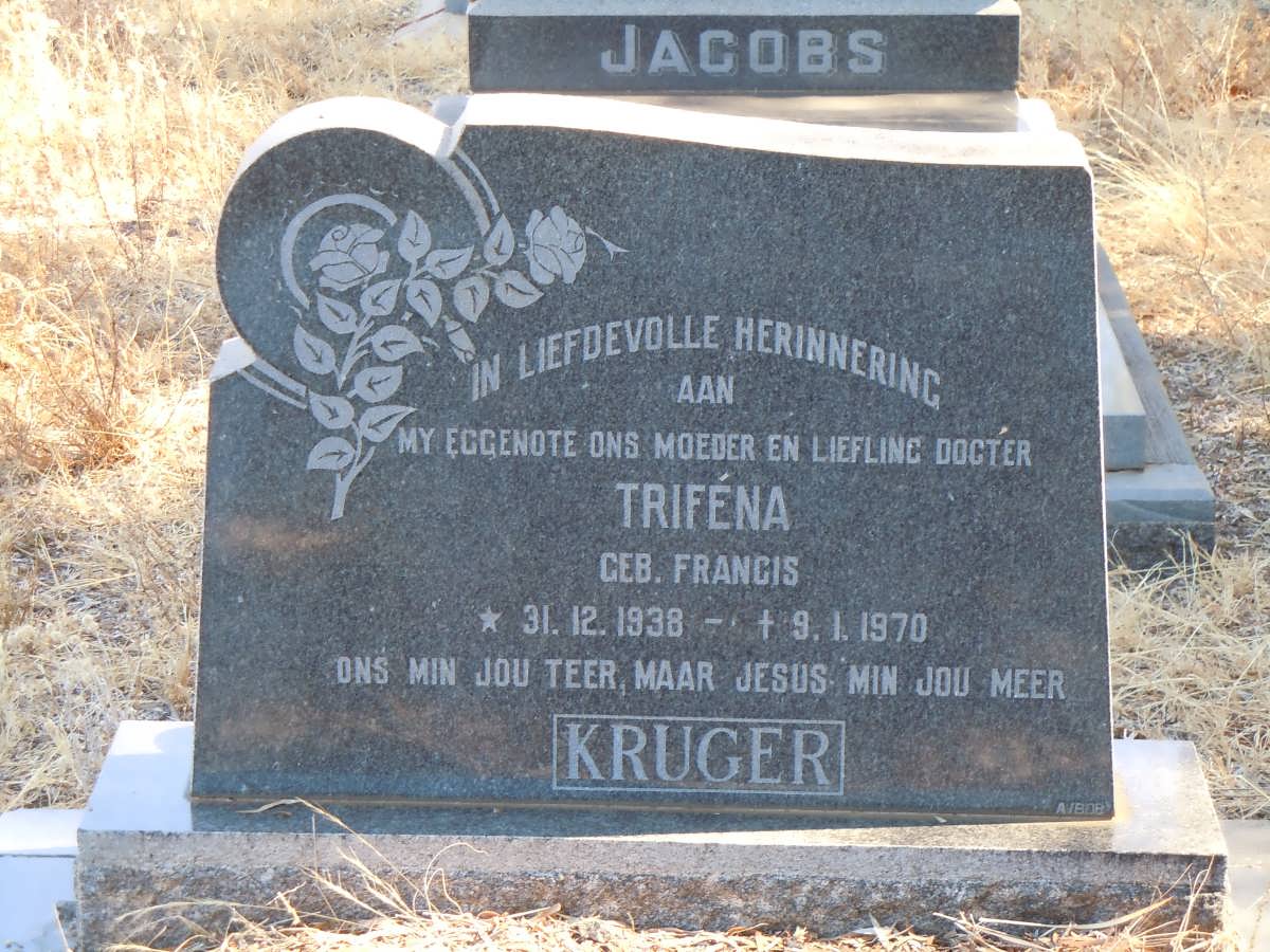KRUGER Trifena nee FRANCIS 1938-1970