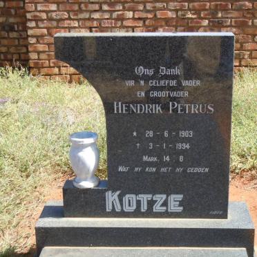 KOTZE Hendrik Petrus 1903-1994