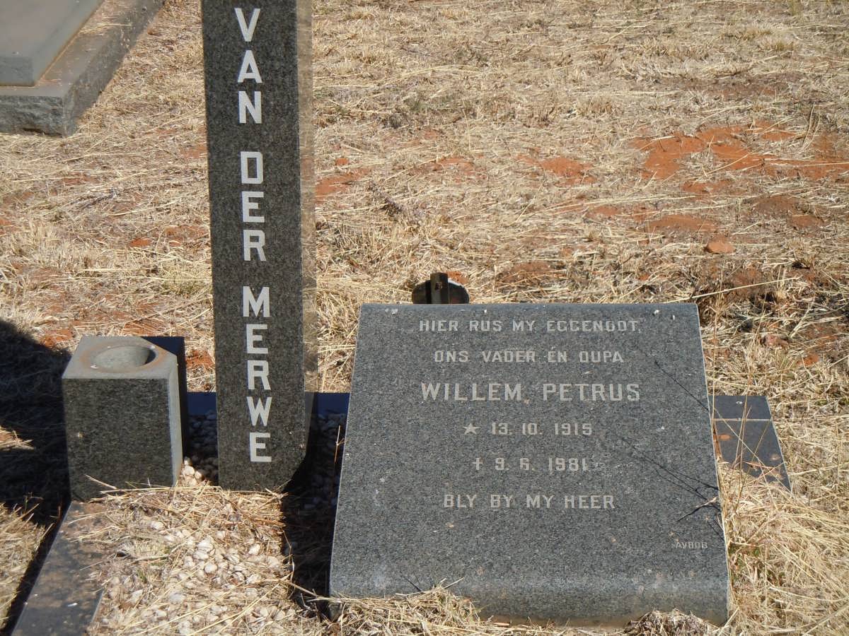 MERWE Willem Petrus, van der 1915-1981