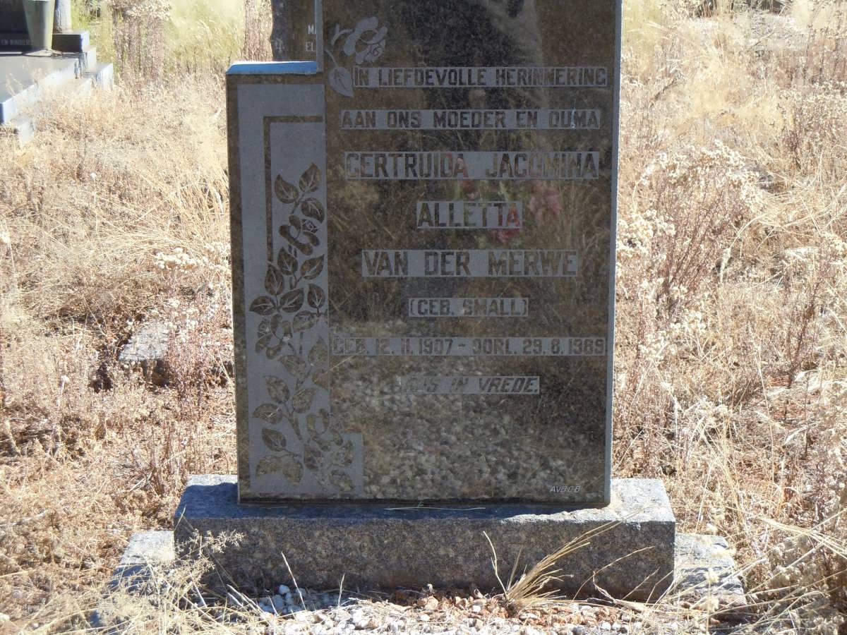 MERWE Gertruida Jacomina Alletta, van der nee SMALL 1907-1989