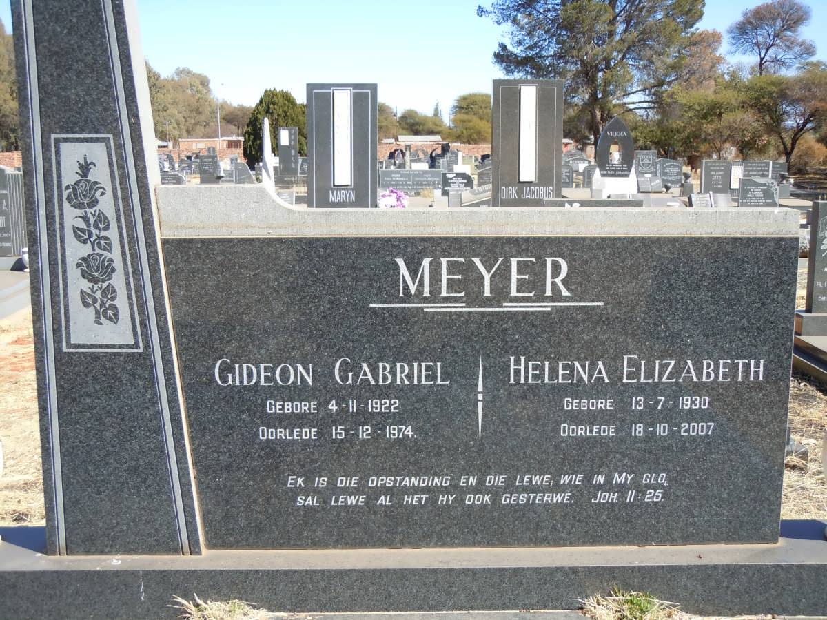 MEYER Gideon Gabriel 1922-1974 &amp; Helena Elizabeth 1930-2007