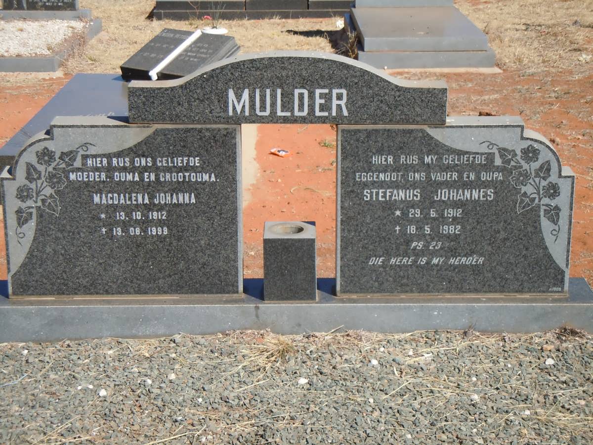 MULDER Stefanus Johannes 1912-1982 &amp; Magdalena Johanna 1912-1999