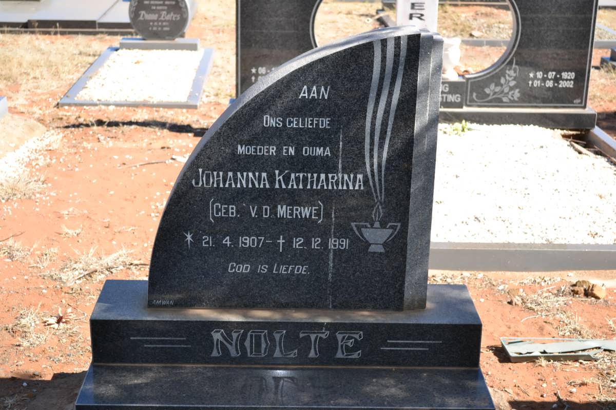 NOLTE Johanna Katharina nee v.d. MERWE 1907-1991