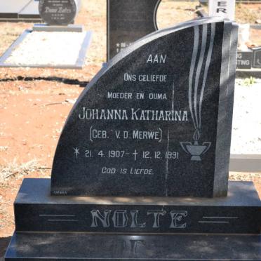 NOLTE Johanna Katharina nee v.d. MERWE 1907-1991