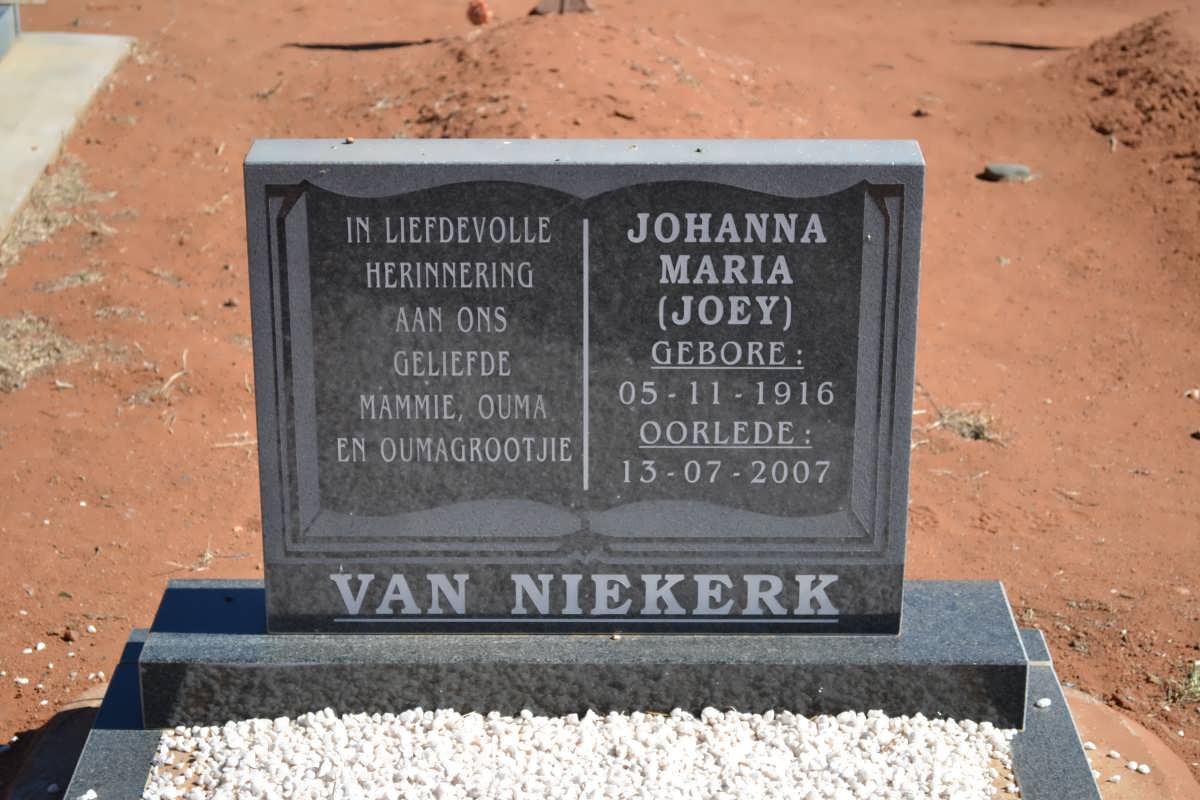 NIEKERK Johanna Maria, van 1916-2007