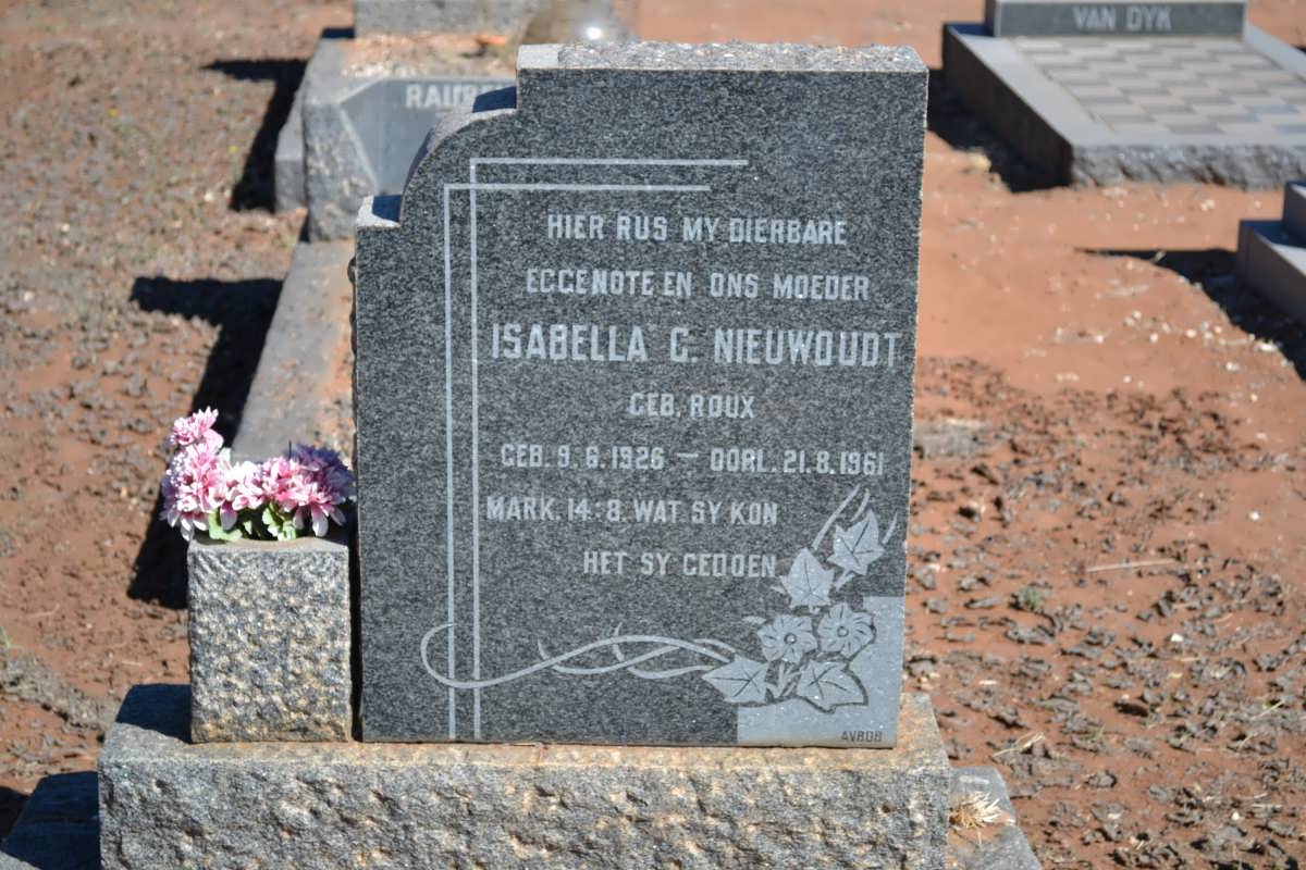 NIEUWOUDT Isabella C. nee ROUX 1926-1961