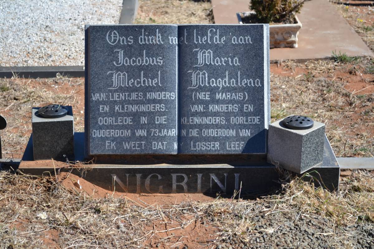 NIGRINI Jacobus Mechiel &amp; Maria Magdalena MARAIS
