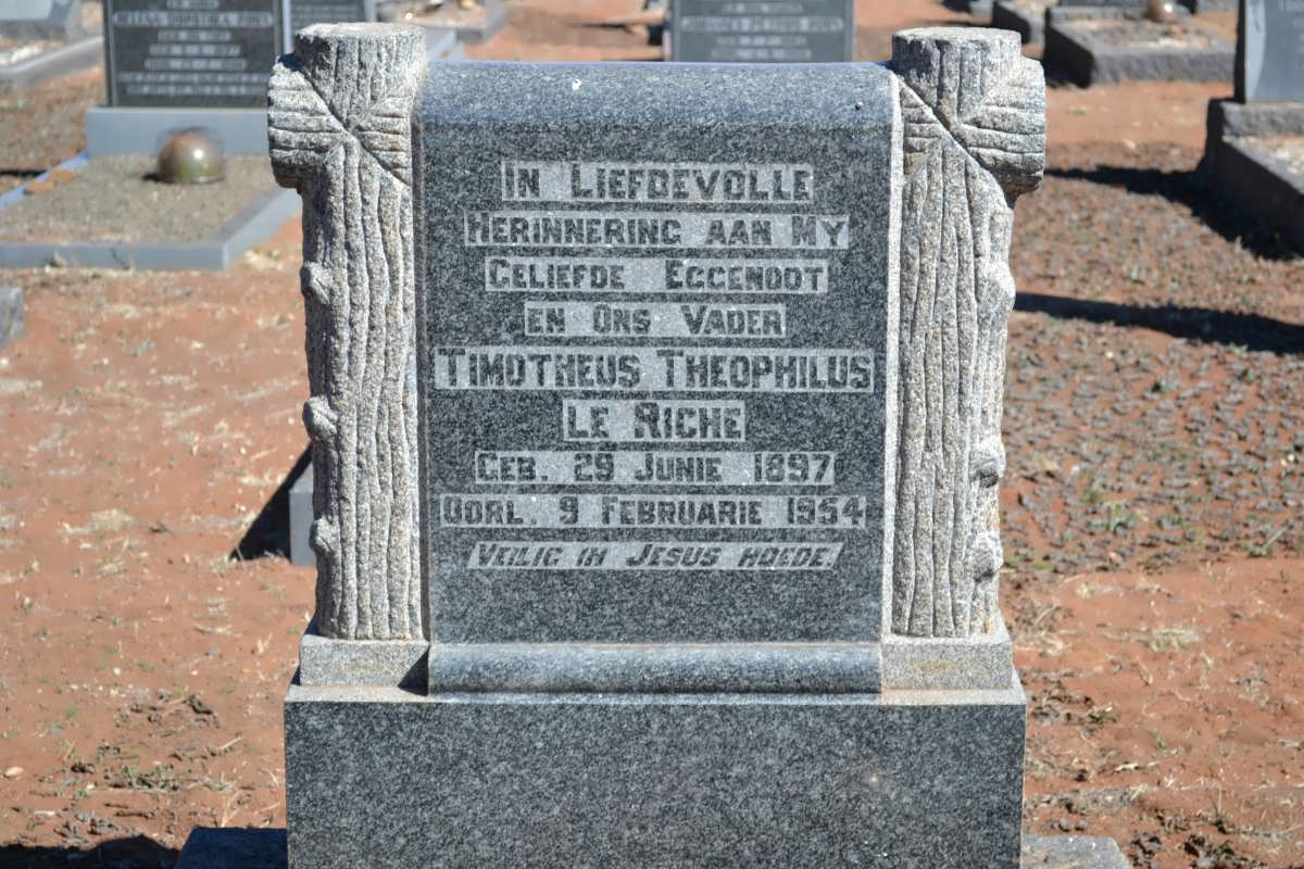 RICHE Timotheus Theophilus, le 1897-1954