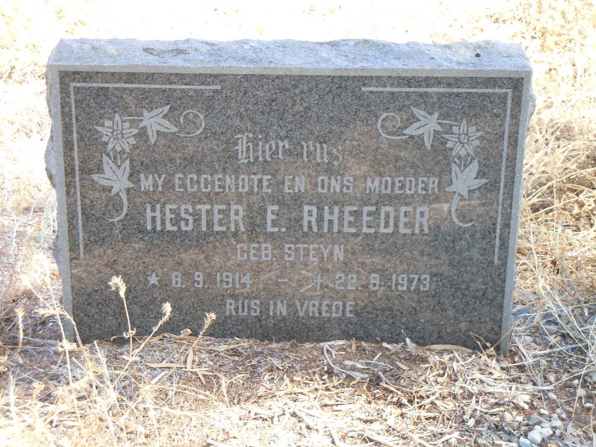 RHEEDER Hester E. nee STEYN 1914-1973