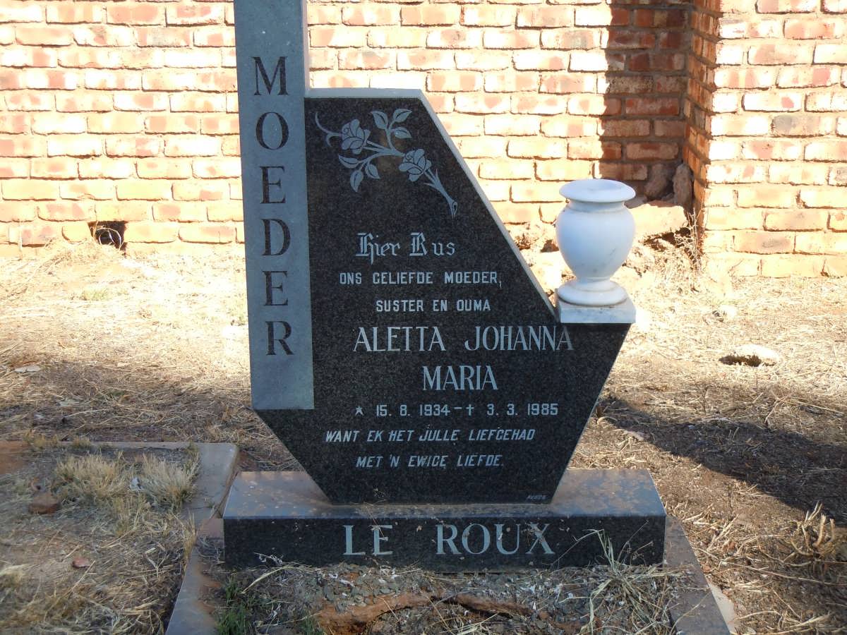 ROUX Aletta Johanna Maria, le 1934-1985