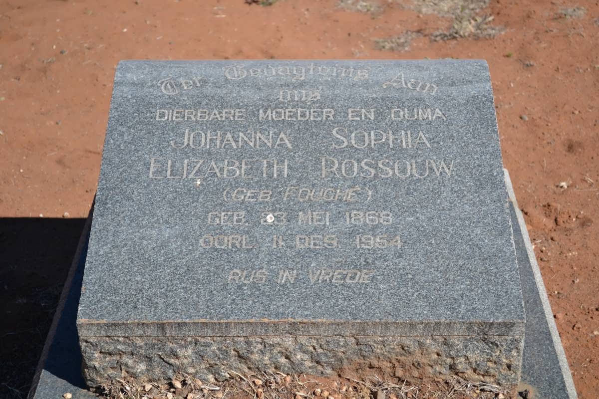 ROSSOUW Johanna Sophia Elizabeth nee FOUCHE 1868-1954