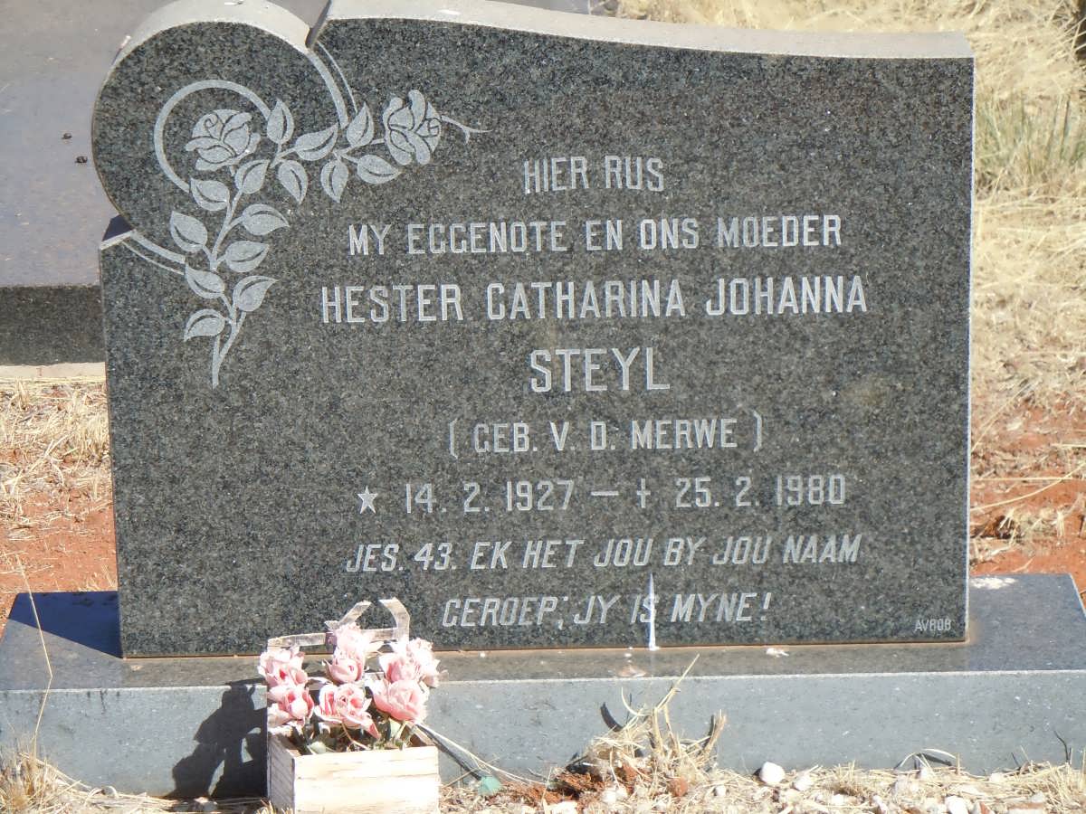 STEYL Hester Catharina Johanna nee VAN DER MERWE 1927-1980