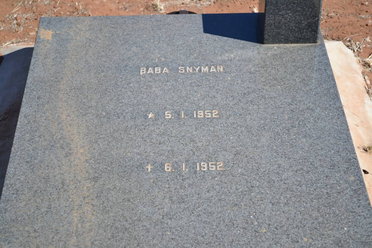 SNYMAN Baba 1952-1952