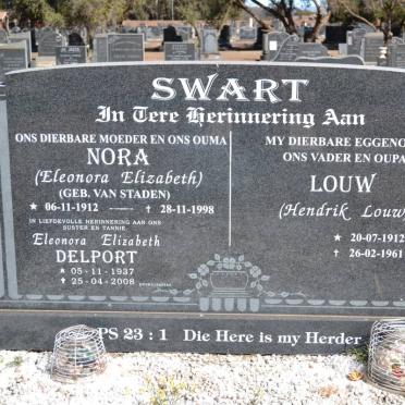 SWART Hendrik Louw 1912-1961 &amp; Eleonara Elizabeth nee VAN STADEN 1912-1998