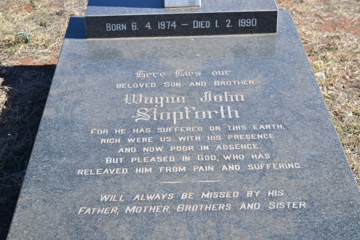 STOPFORTH Wayne John 1974-1990