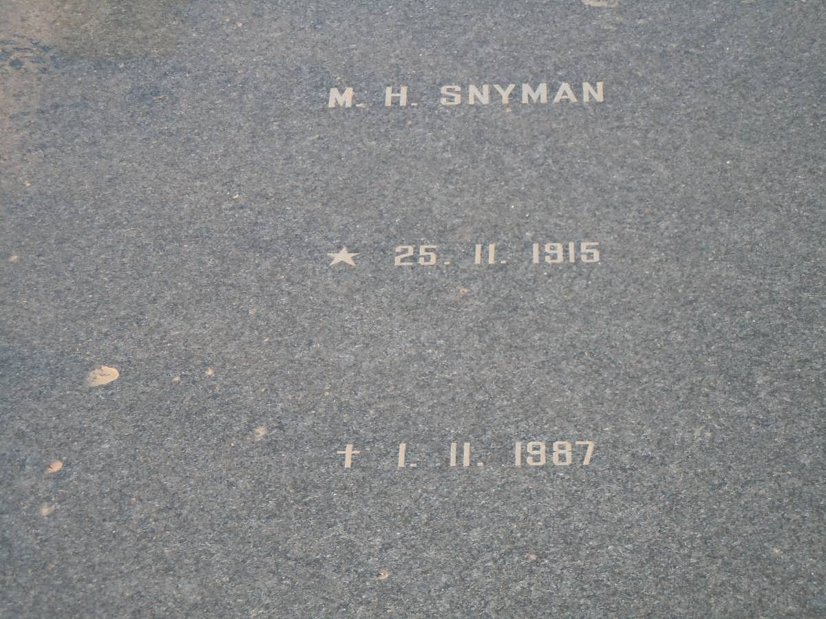 SNYMAN M.H. 1915-1987