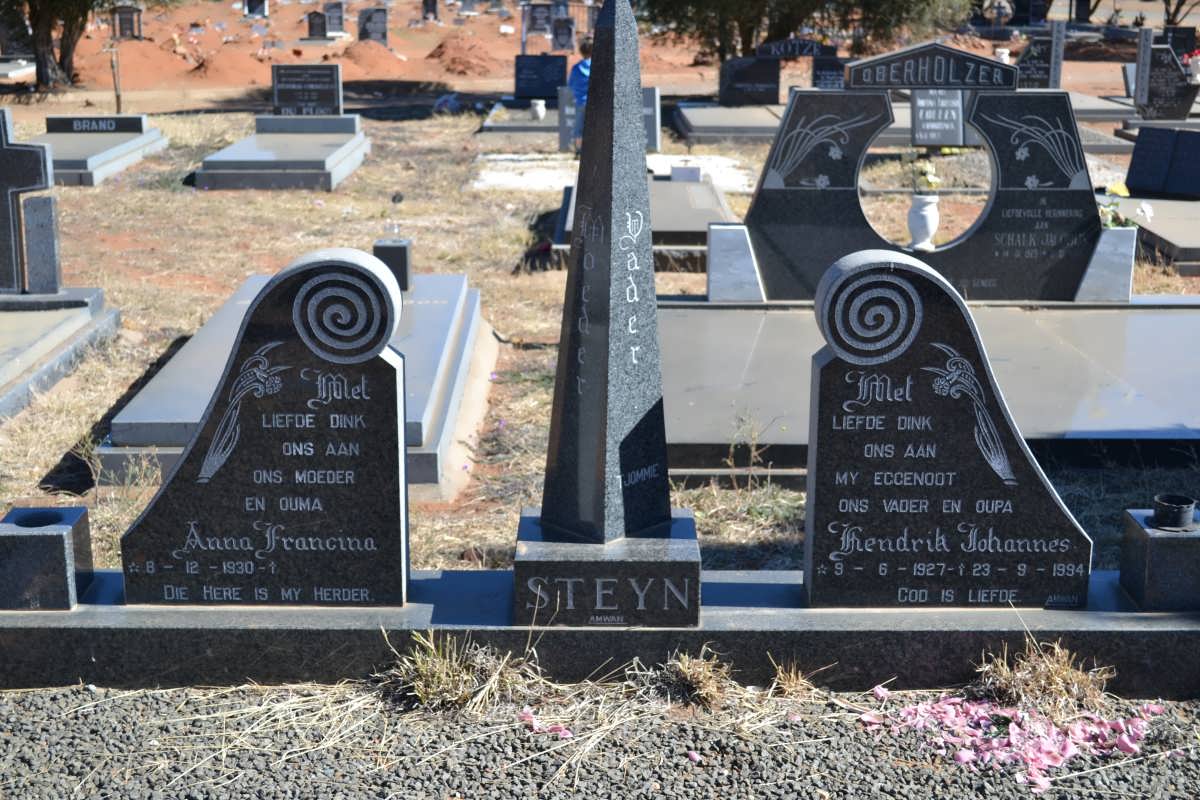 STEYN Hendrik Johannes 1927-1994 &amp; Anna Francina 1930-