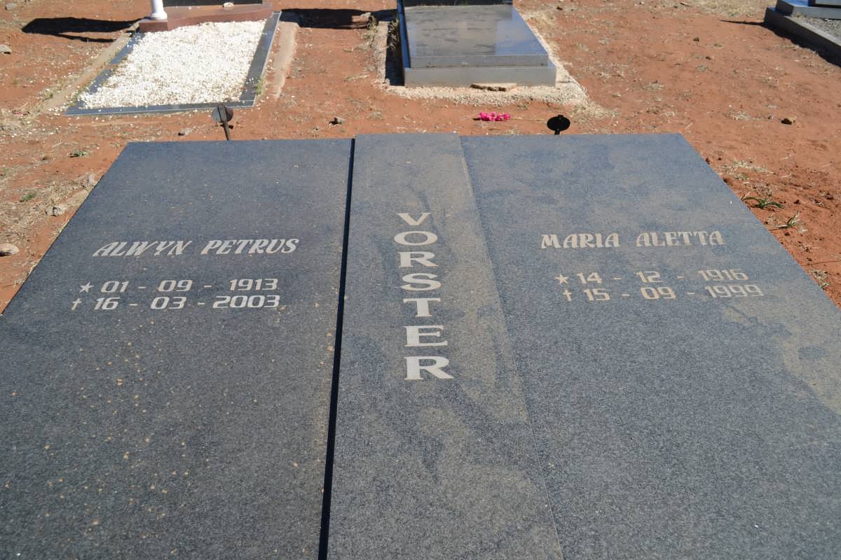 VORSTER Alwyn Petrus 1913-2003 &amp; Maria Aletta 1916-1999