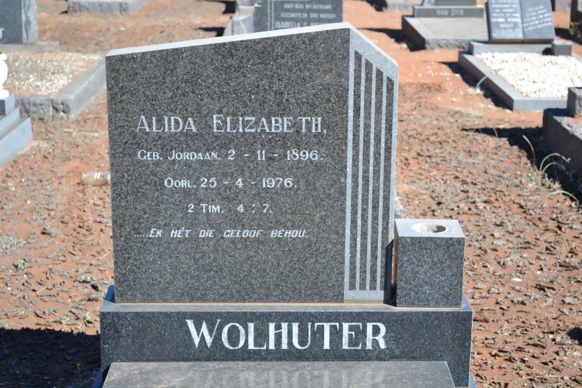 WOLHUTER Alida Elizabeth nee JORDAAN 1896-1976